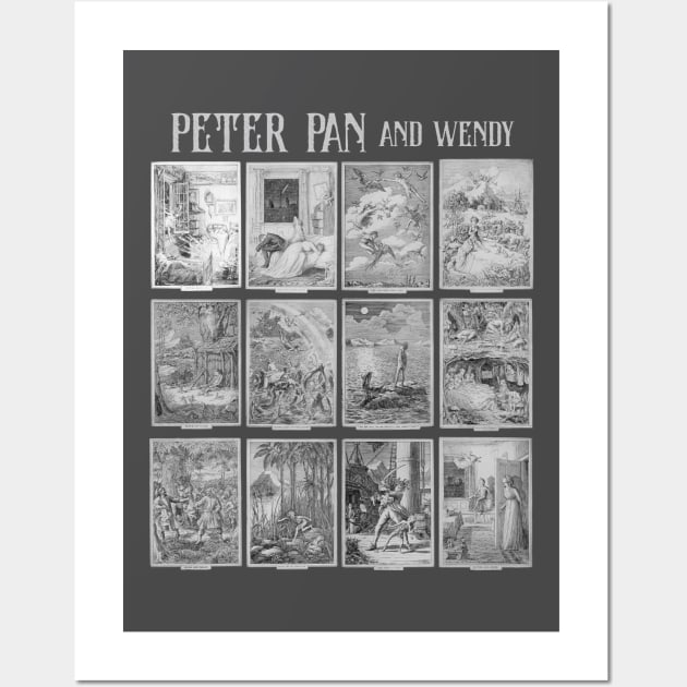 Peter Pan, Neverland Wendy Darling - Captain Hook, Tinker Bell and the lost boys Wall Art by OutfittersAve